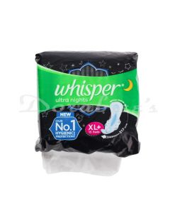 WHISPER ULTRA NIGHT SANITARY PADS XL+ 15NAP