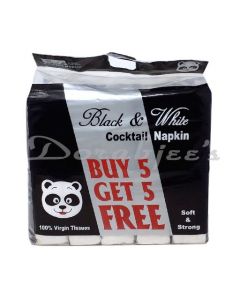 BLACK & WHITE NAPKINS 1PLY 5+5