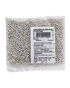 CAKE DECORATION SILVER PEARLS PKT 50G