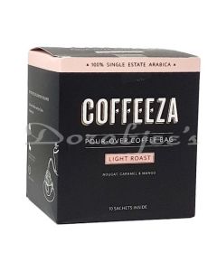 COFFEEZA  LIGHT ROAST POUR OVER COFFEE BAGS, BOX OF 10