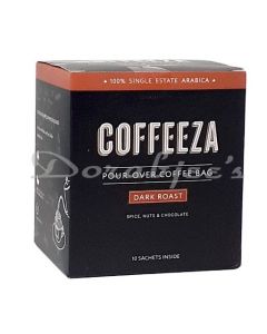 COFFEEZA  DARK ROAST POUR OVER COFFEE BAGS, BOX OF 10