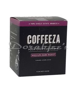 COFFEEZA MEDIUM DARK ROAST POUR OVER COFFEE BAGS, BOX OF 10