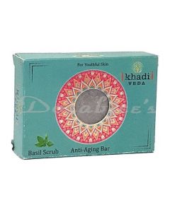 KHADI VEDA BASIL SCRUB SOAP - ANTI-AGING BATHING BAR | 100 GM