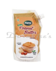 ALPHA FOODS NATURAL CREAMY PEANUT BUTTER WITH SPOUT PACKAGING WITH NO ADDITIVES - 500 GMS