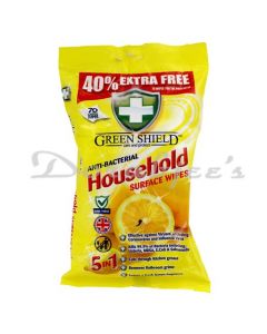 GREEN SHIELD ANTI BACTERIAL HOUSEHOLD SURFACE WIPES 70G