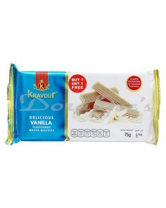 KRAVOUR WAFER ROLL BISCUIT VANILLA 75G