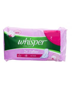 WHISPER ULTRA SOFT SANITARY PADS XL 30S