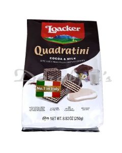 LOACKER WAFER ROLLS QUADRALINI COCOA MILK 125G