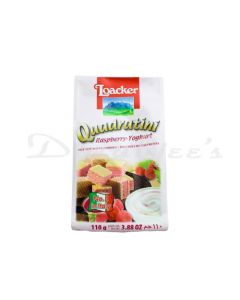 LOACKER WAFER ROLLS QUADRALINI RASPBERRY YOGURT 110G