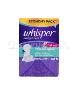 WHISPER PANTY LINERS NORMAL 40S