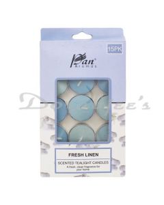 PAN AROMAS 15PK SCENTED CANDLE FRESH LINEN 150G 15PK