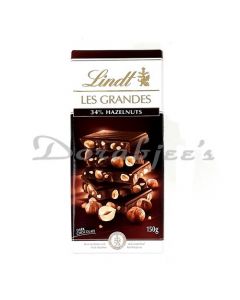 LINDT DARK CHOC 34% HAZEL 150G