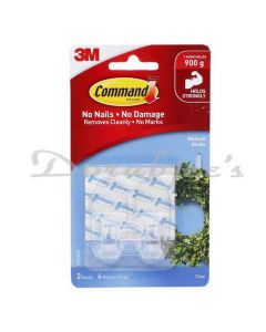 SCOTCH BRITE 3M COMMAND MEDIUM CLEAR HOOKS 2S PACK 17091