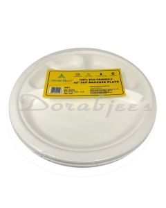 ADVANTECH  ECO FRIENDLY BAGASSE DISPOSABLE PLATES 3 COMPARTMENT 10 10’S PACK