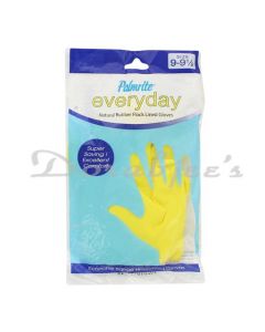 PALMRITE EVERYDAY NATURAL RUBBER GLOVES 9-9.5 YELLOW