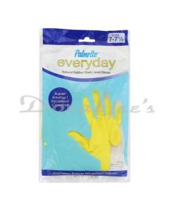 PALMRITE EVERYDAY NATURAL RUBBER HAND GLOVES 7-7.5 YELLOW