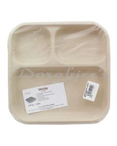 CHUK BIO DEGRADABLE BAGASSE EATSAFE 3 COMPARTMENT TRAY 10NOS