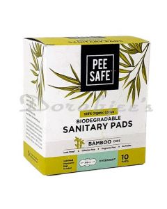 PEESAFE ORGANIC COTTON BIODEGRADABLE SANITARY PADS OVERNIGHT 10 PADS