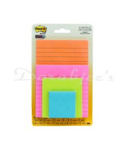 POST-IT SUPER STICKY NOTES MULTI SIZE ASSORTED COLORS 4’S PACK