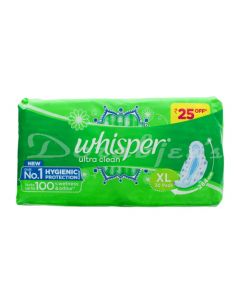 WHISPER ULTRA CLEAN SANITARY PADS XL 30S