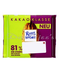 RITTER SPORT CHOCOLATE KAKAO KLASSE NOIR 100G